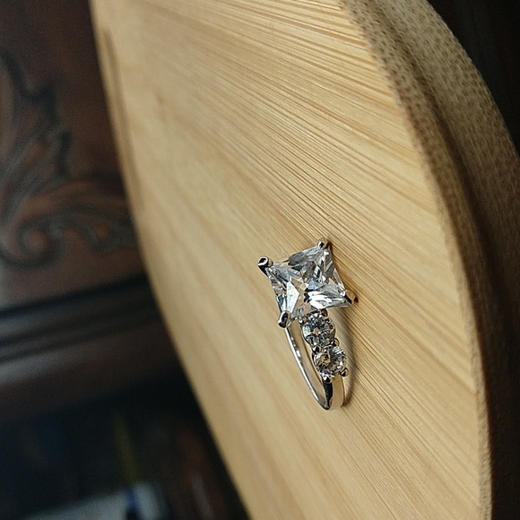 925 sterling silver engagement ring cz - Picture 1 of 8
